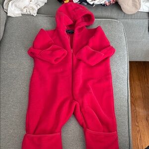 Lands' End Red Fleece Footie Jacket